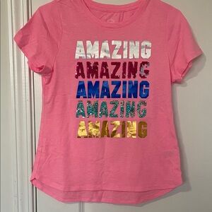 Wonder Nation Pink Tee with Multicolor 'AMAZING' Print